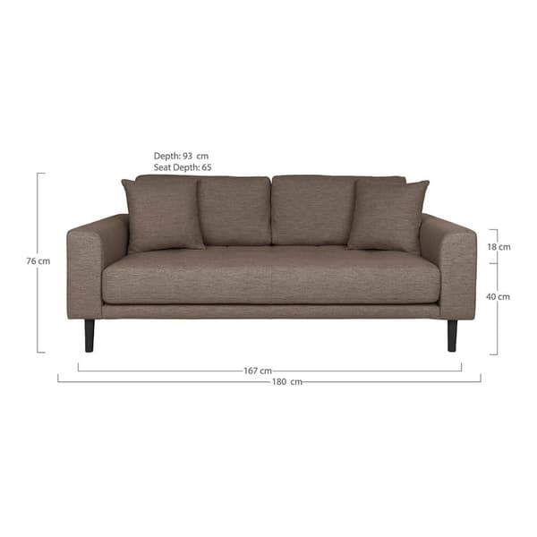 Lido sofa 2,5 pers. med to puter brun.