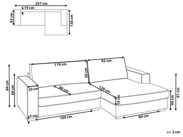 Venstre Hjørnesofa Off-White Boucle Polyester Polstret 2 Seter L-formet med Puter Moderne Stil Stue