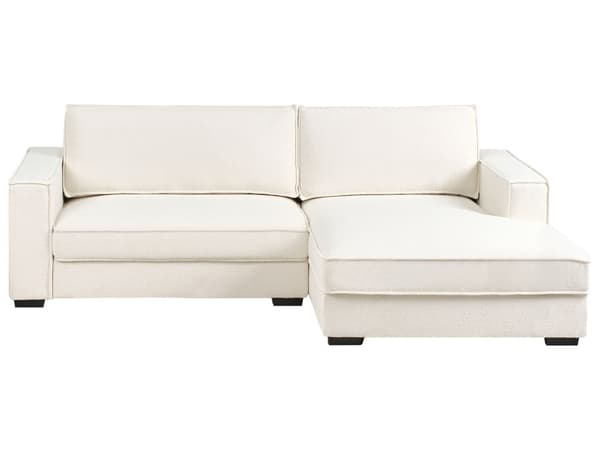 Venstre Hjørnesofa Off-White Boucle Polyester Polstret 2 Seter L-formet med Puter Moderne Stil Stue
