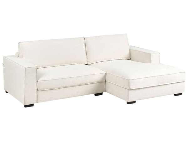 Venstre Hjørnesofa Off-White Boucle Polyester Polstret 2 Seter L-formet med Puter Moderne Stil Stue