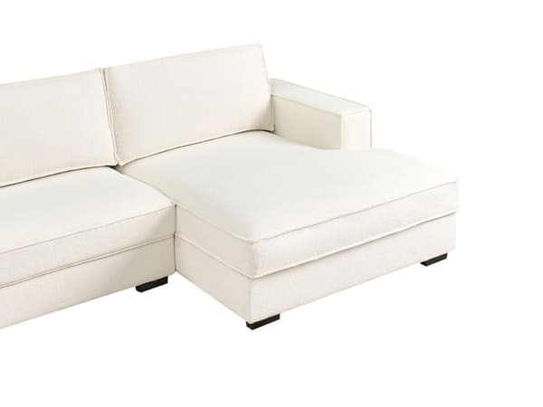 Venstre Hjørnesofa Off-White Boucle Polyester Polstret 2 Seter L-formet med Puter Moderne Stil Stue
