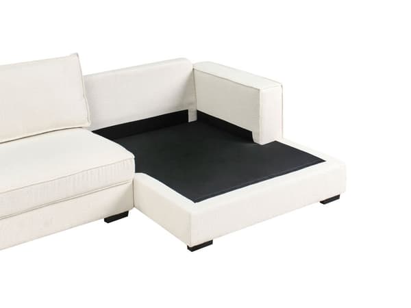 Venstre Hjørnesofa Off-White Boucle Polyester Polstret 2 Seter L-formet med Puter Moderne Stil Stue
