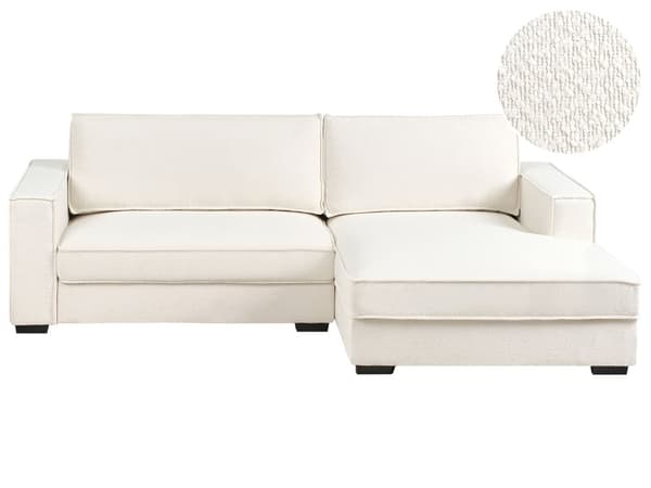 Venstre Hjørnesofa Off-White Boucle Polyester Polstret 2 Seter L-formet med Puter Moderne Stil Stue