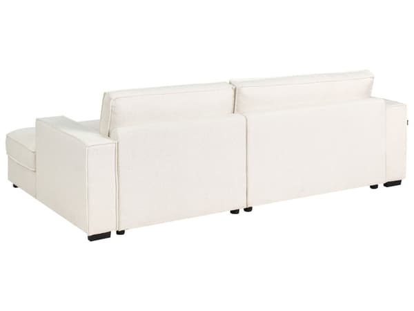Venstre Hjørnesofa med Ottoman Off-White Boucle Polstring 3 Seter L-formet med Puter Stue i Moderne Stil