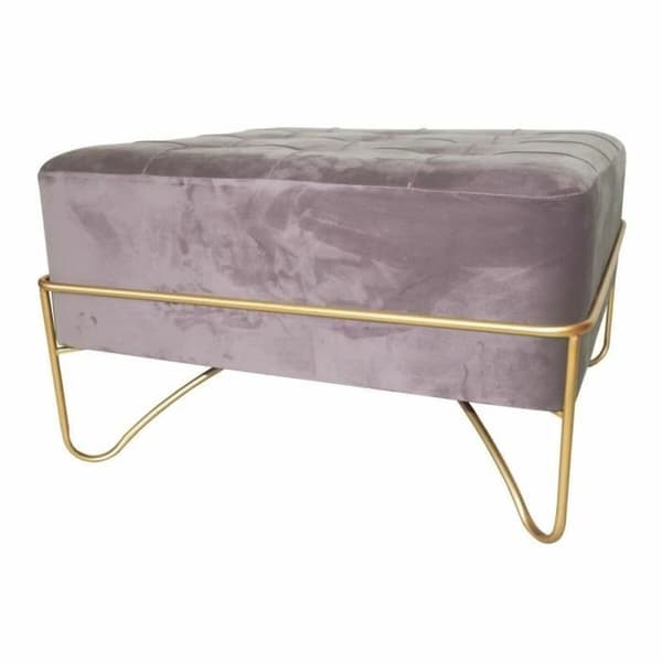 Bänk - Guldmetall - Rosa skum - Sammet - MDF-trä - 80 x 80 x 42 cm