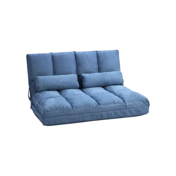 HOMCOM Fällbar solsäng 2 i 1, 102L x 73L x 60H cm, med justerbart ryggstöd i 3 lägen, sitskudde, sammet, stål, blå