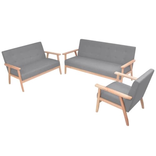Soffgrupp 2 delar tyg ljusgrå