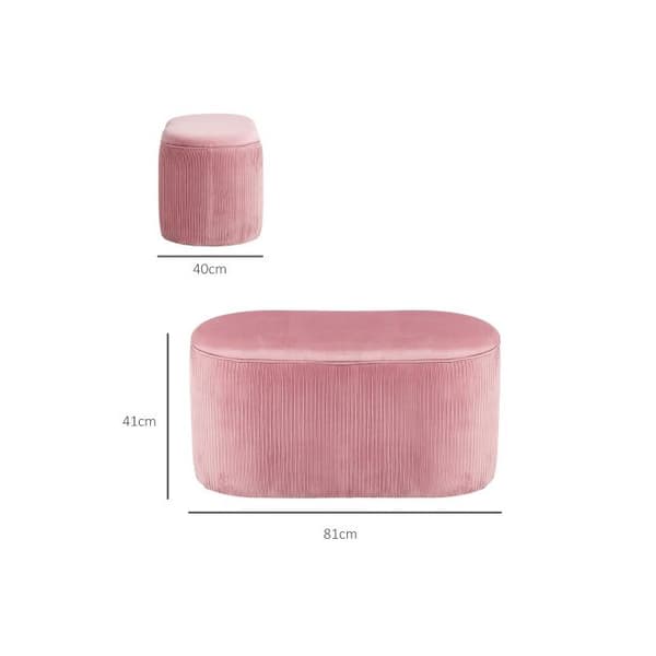 HOMCOM rosa bänk Bänk med stoppning och förvaring, elegant sammetsöverdrag, 81x40x41 cm