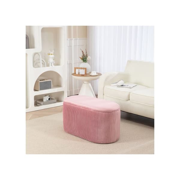 HOMCOM rosa bänk Bänk med stoppning och förvaring, elegant sammetsöverdrag, 81x40x41 cm