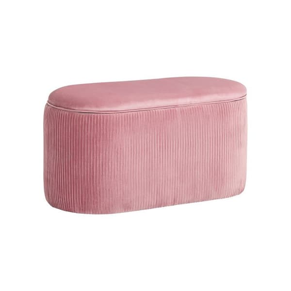 HOMCOM rosa bänk Bänk med stoppning och förvaring, elegant sammetsöverdrag, 81x40x41 cm