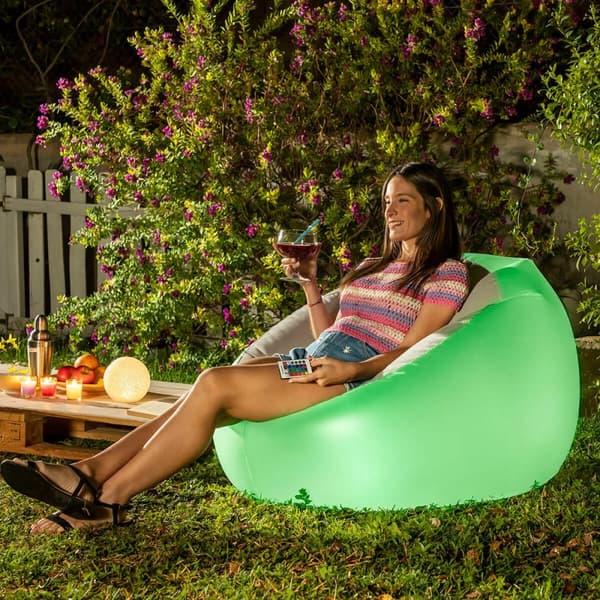 Pack Uppblåsbar fåtölj med flerfärgad LED och Uppblåsbar stol med flerfärgad LED och fjärrkontroll InnovaGoods