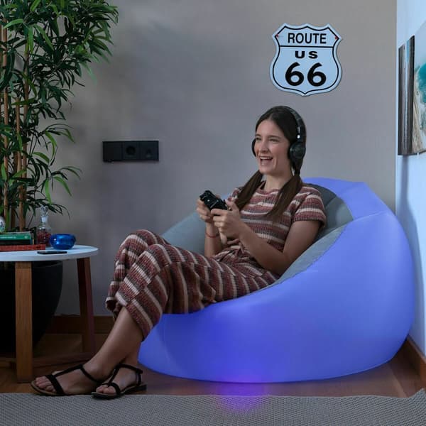 Pack Uppblåsbar fåtölj med flerfärgad LED och Uppblåsbar stol med flerfärgad LED och fjärrkontroll InnovaGoods