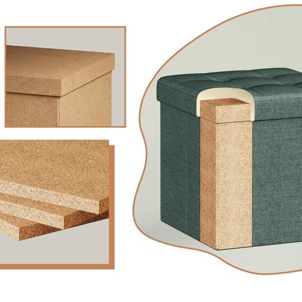 Rootz 30 cm sæde med opbevaring - sammenfoldelig sædebryst - opbevaringsboks - 22L kapacitet - 30 x 30 x 30 cm - grønt linnimitetsstof