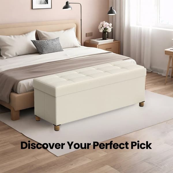 Rootz Foldble Storage Bench - Seast -jakkara - Ottomaanien varastointi - 112L kapasiteetti - 38 x 110 x 40 cm - verhoiltu MDF ja liinavaatteet
