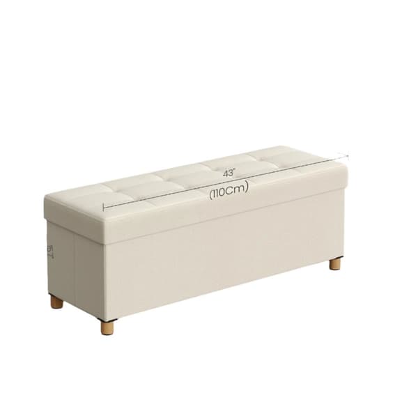 Rootz Foldble Storage Bench - Seast -jakkara - Ottomaanien varastointi - 112L kapasiteetti - 38 x 110 x 40 cm - verhoiltu MDF ja liinavaatteet