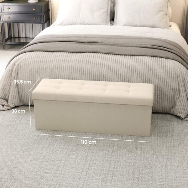 Rootz Seat Chest Storage Bench - Klädda förvaring Ottoman - Linen Bench - Håller 300 kg - 38 x 110 x 38 cm