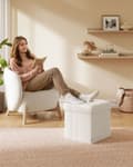 Pikkukuva 2 / 7: Rootz Storage Stool - istuinrinta - ottomaani - 43L kapasiteetti - Valkoinen MDF & Fleece - 38x38x38cm