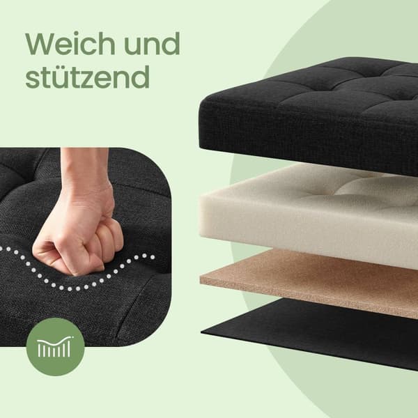 Rootz lagringsäte bröstkorg - ottoman - förvaringsbänk - max 300 kg kapacitet - linne tyg - 110 cm x 38 cm x 38 cm