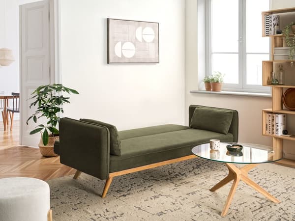 Sovesofa Grønt Stoff Polstring Klikk-Klack Sovemekanisme Minimalistisk Stil