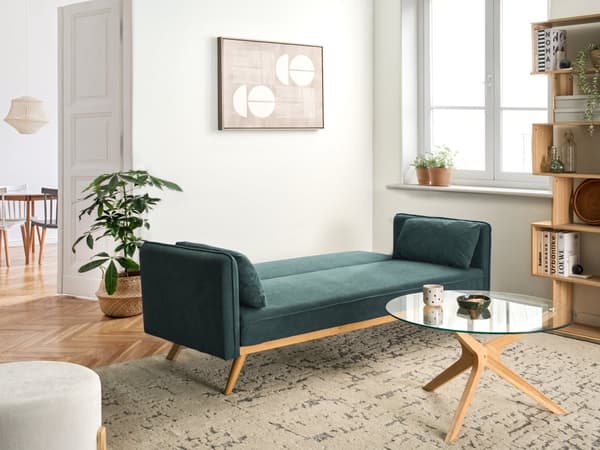 Sovesofa Lysegrønt Stoff Polstring Klikk-Klack Sovemekanisme Minimalistisk Stil