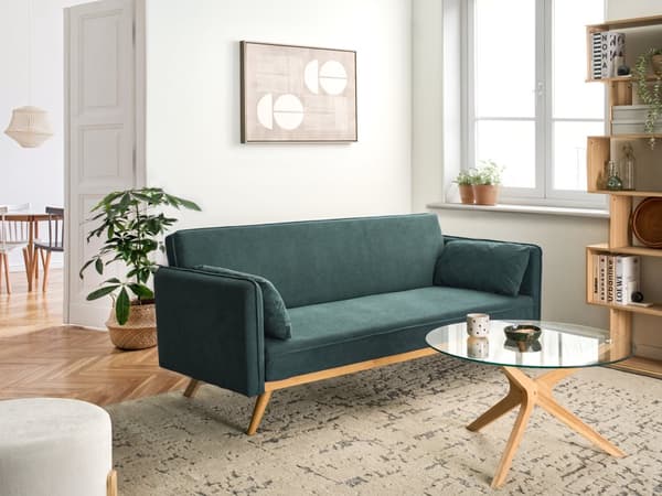 Sovesofa Lysegrønt Stoff Polstring Klikk-Klack Sovemekanisme Minimalistisk Stil