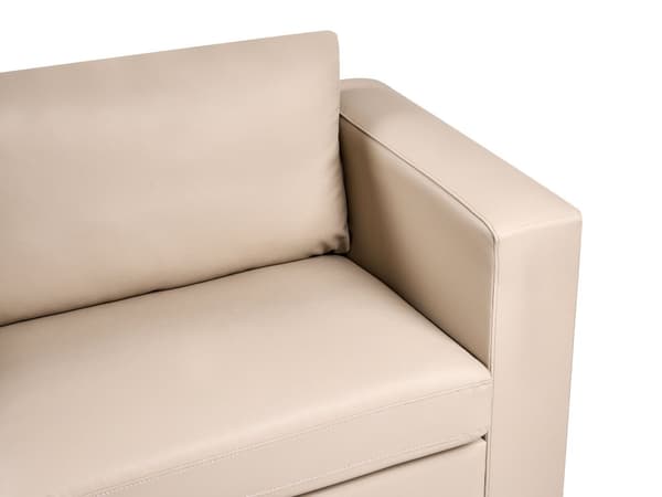Sofa Beige Spaltskinn Imitert skinn 2-seter Ben i krom Retro design Stue
