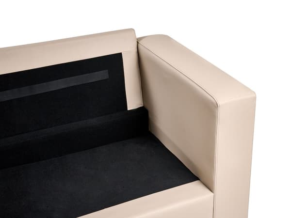 Sofa Beige Spaltskinn Imitert skinn 2-seter Ben i krom Retro design Stue