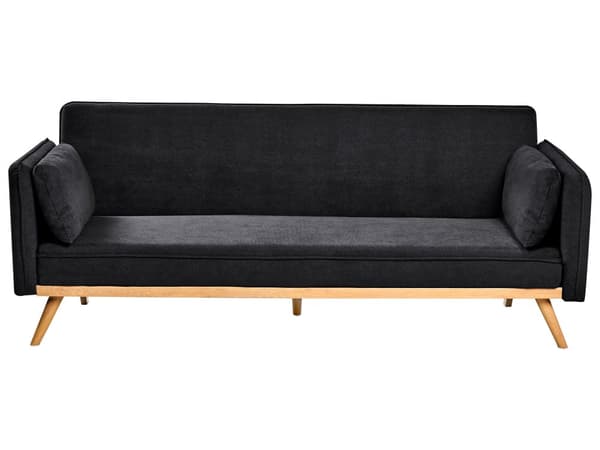 Sovesofa Svart Stoff Polstring Klikk-Klack Sovemekanisme Minimalistisk Stil