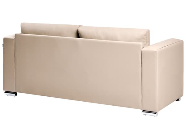 Sofa Beige Spaltskinn Imitert skinn 3-seter Ben i krom Retro design Stue