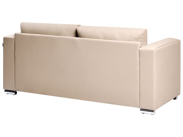 Sofa Beige Spaltskinn Imitert skinn 3-seter Ben i krom Retro design Stue