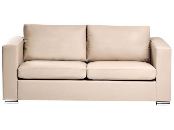 Sofagruppe Beige Spaltskinn Imitert skinn 3-seter 2-seter Lenestol Ben i krom Retro design Stue