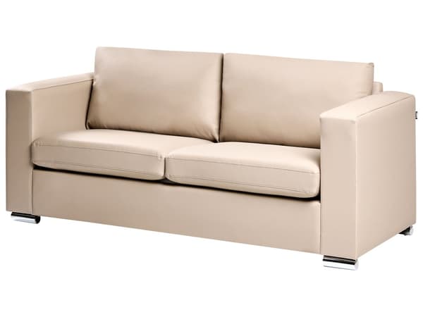 Sofagruppe Beige Spaltskinn Imitert skinn 3-seter 2-seter Lenestol Ben i krom Retro design Stue