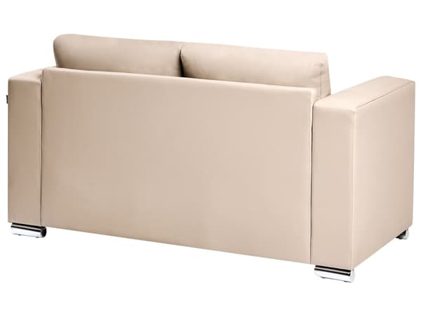 Sofagruppe Beige Spaltskinn Imitert skinn 3-seter 2-seter Lenestol Ben i krom Retro design Stue