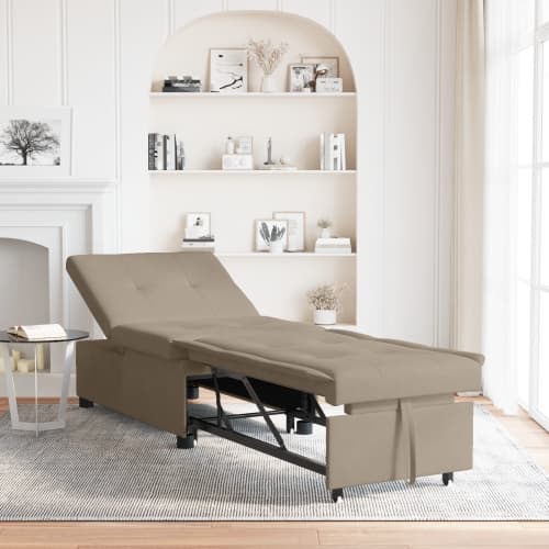 Bäddsoffa 3-i-1 Utdragbar Design Taupe Tyger