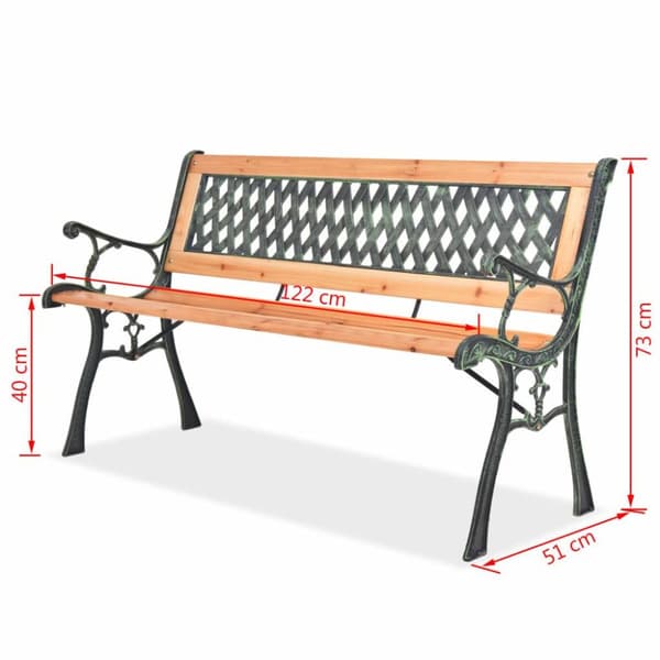 vidaXL Hagebenk 122 cm tre