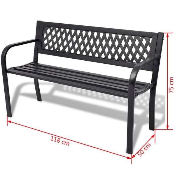 vidaXL Hagebenk 118 cm stål svart