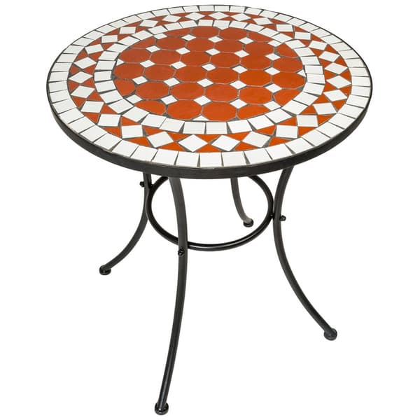 Cafésæt med mosaik, 2 stole + bord Ø 60 cm - brun