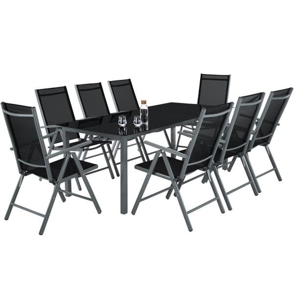 Aluminium havemøbler, bord og 8 stole - anthrazit