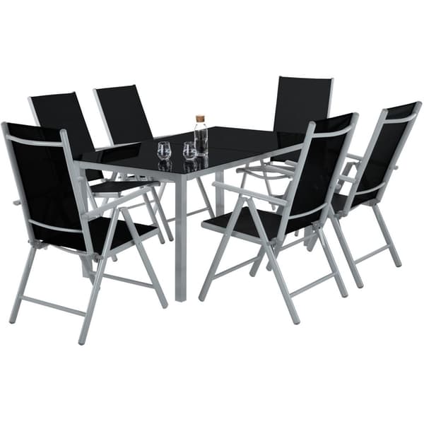 Aluminium havemøbler, bord og 6 stole - sølv