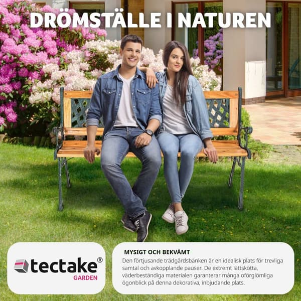 Trädgårdsbänk Tamara 2-sits av trä och gjutjärn 128x51x73cm - brun