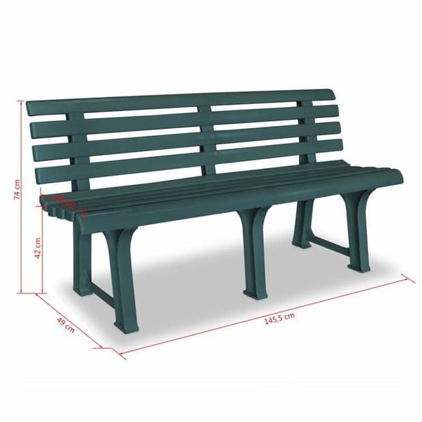 vidaXL Hagebenk 145,5 cm plast grønn
