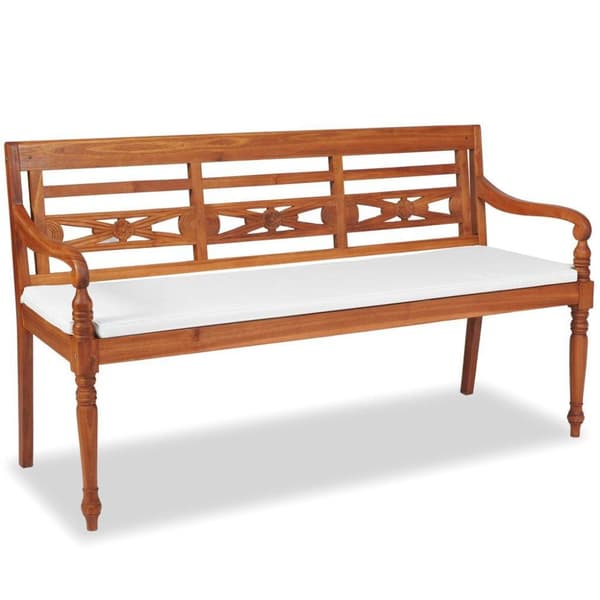 vidaXL Bataviabänk med dyna 150 cm teak