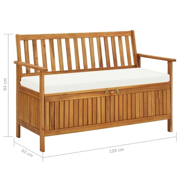 vidaXL opbevaringsbænk til haven massivt akacietræ XL 120 x 63 x 84 cm