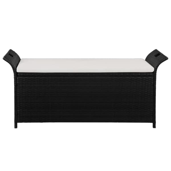 vidaXL Förvaringsbänk med dyna 138 cm konstrotting svart