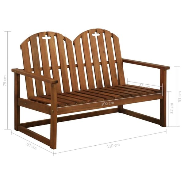 vidaXL Hagebenk 110 cm heltre akasie