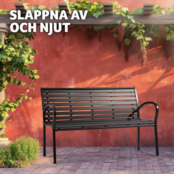Trädgårdsbänk Pino 3-sits 126x62x81,5cm - svart