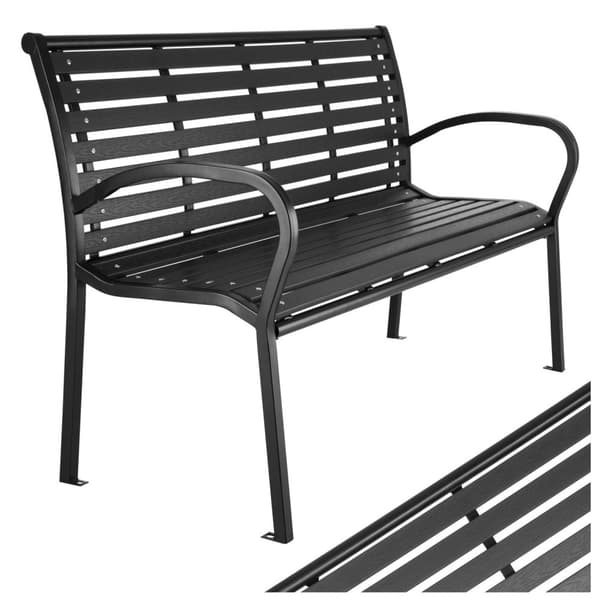 Trädgårdsbänk Pino 3-sits 126x62x81,5cm - svart