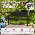 Miniatyrbild 3 av 9: Trädgårdsbänk Line 2-sits med aluminiumram 128x59x88cm - mörkgrå