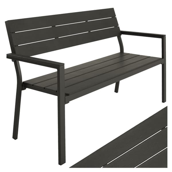 Trädgårdsbänk Line 2-sits med aluminiumram 128x59x88cm - mörkgrå