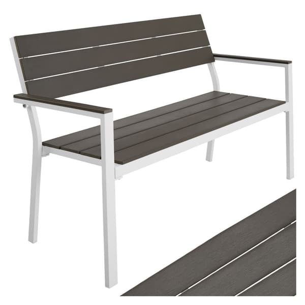 Trädgårdsbänk Line 2-sits med aluminiumram 128x59x88cm - ljusgrå/vit